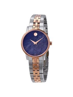NWT Movado Museum Classic Blue Mother of Pearl Dial Two-tone Ladies Watch